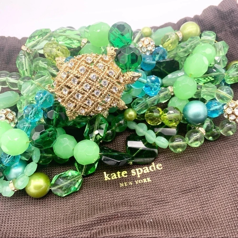 Kate Spade Sea Glass Turtle Beaded Torsade Necklace - Picture 6 of 8